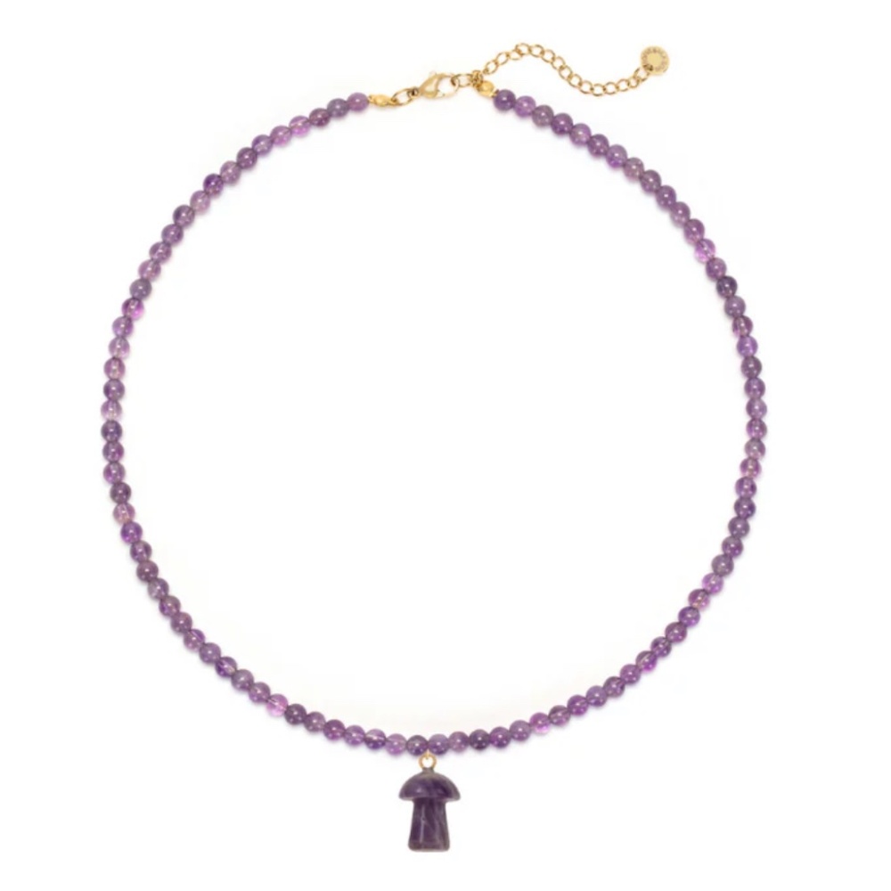 Stone and Mason Amethyst Mushroom Charm Necklace